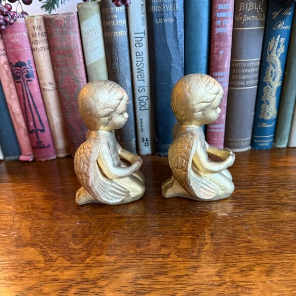 2 Vintage Gold Terracotta Angels - Picture 7 of 14